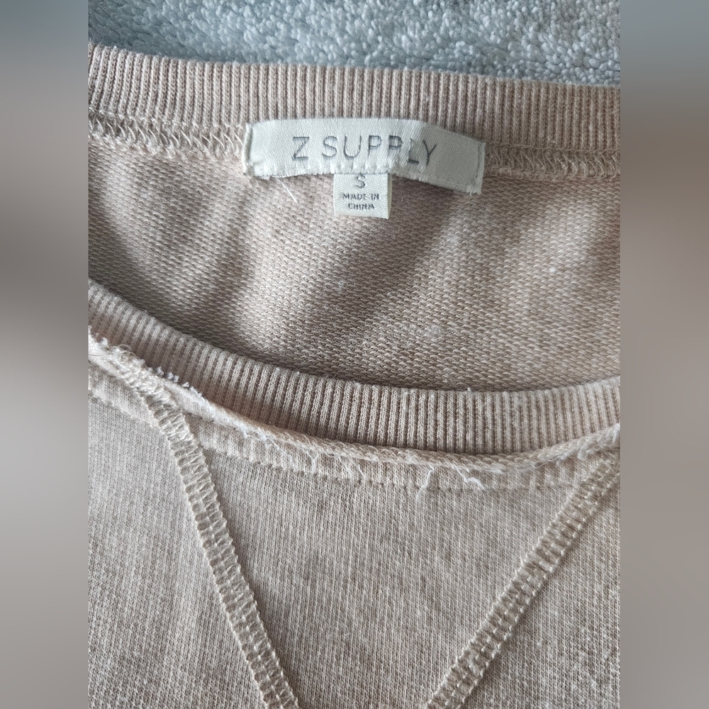 Z SUPPLY Beige White Ombré Sweatshirt Top Size S Soft Cotton Blend Pullover - Picture 6 of 12